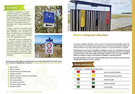 Dve naključno izbrani strani priročnika, ki pritegne že s svojo sodobno zasnovo.